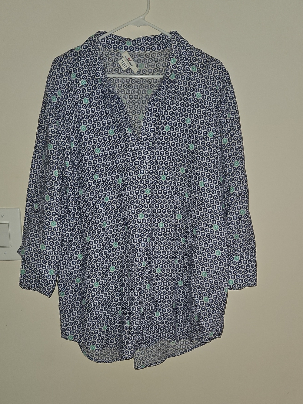 Vineyard Vines Navy and White Geometric Cover Up
